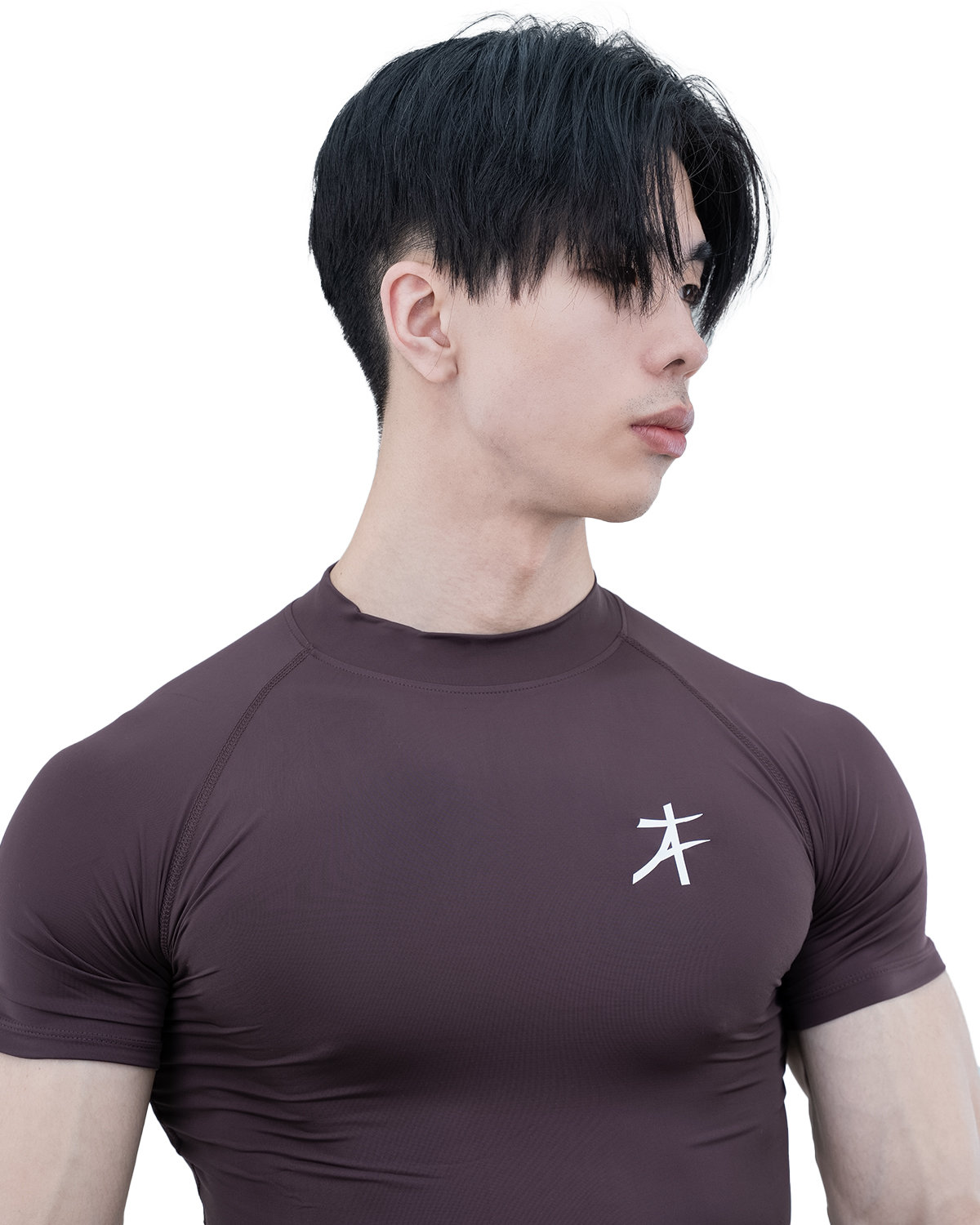 Luxurious Men Athflex Men's High-Neck Compression T-Shirt - Nylon Spandex Blend, Moisture-Wickin