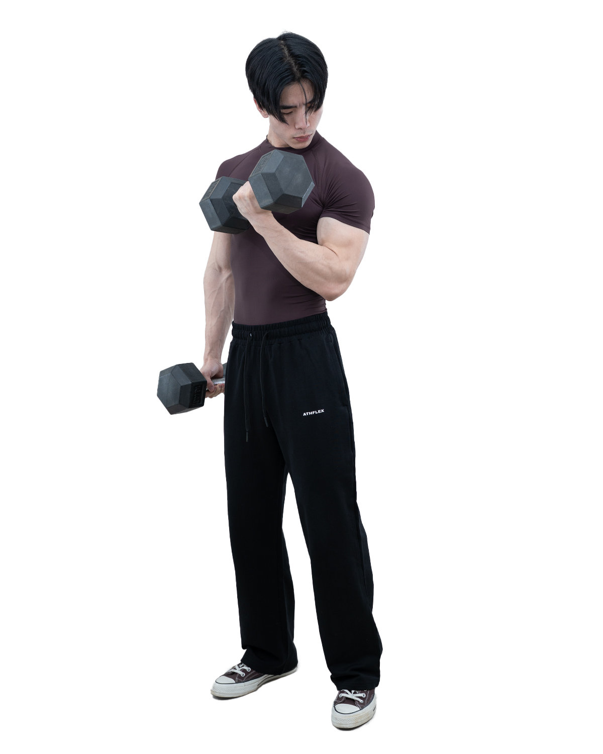 Luxurious Men Athflex Men's High-Neck Compression T-Shirt - Nylon Spandex Blend, Moisture-Wickin