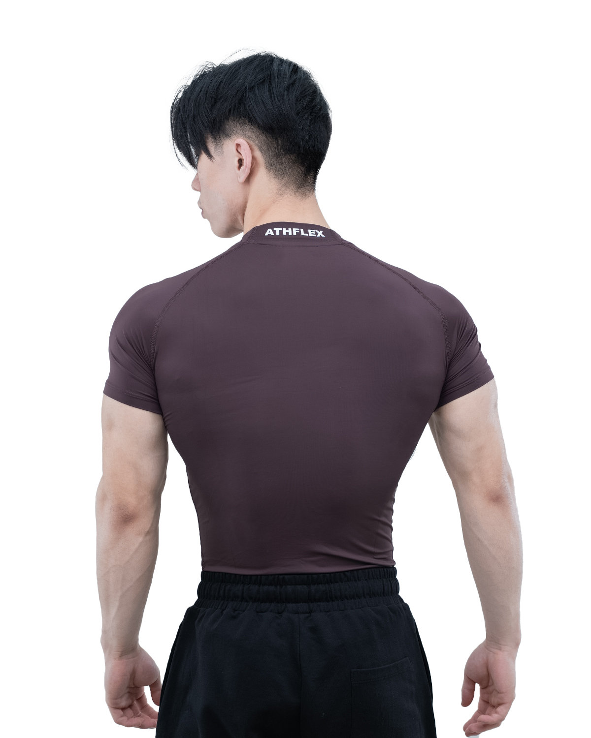 Luxurious Men Athflex Men's High-Neck Compression T-Shirt - Nylon Spandex Blend, Moisture-Wickin