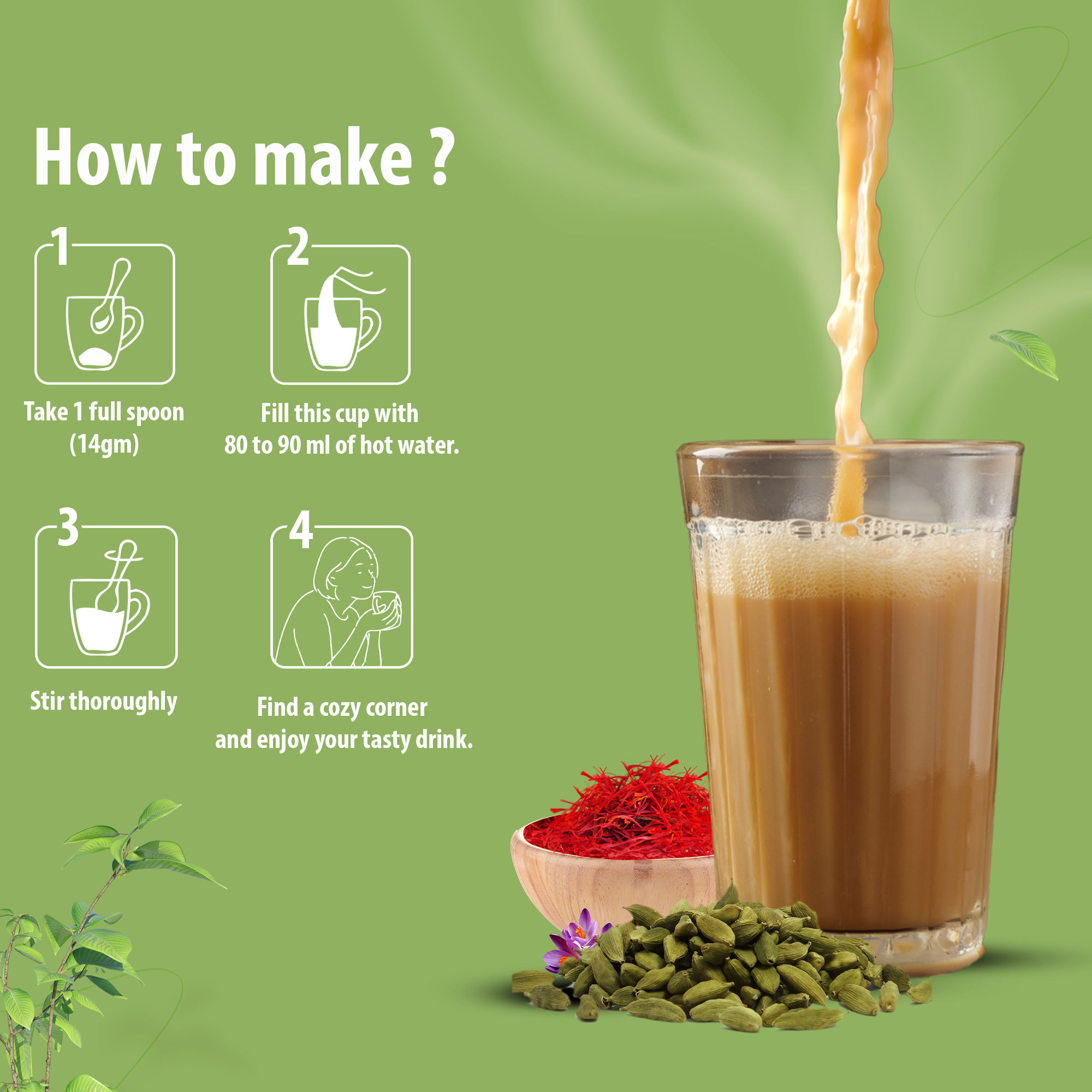 Desire Kesar Cardamom Tea Instant Tea Premix, 1 Kg