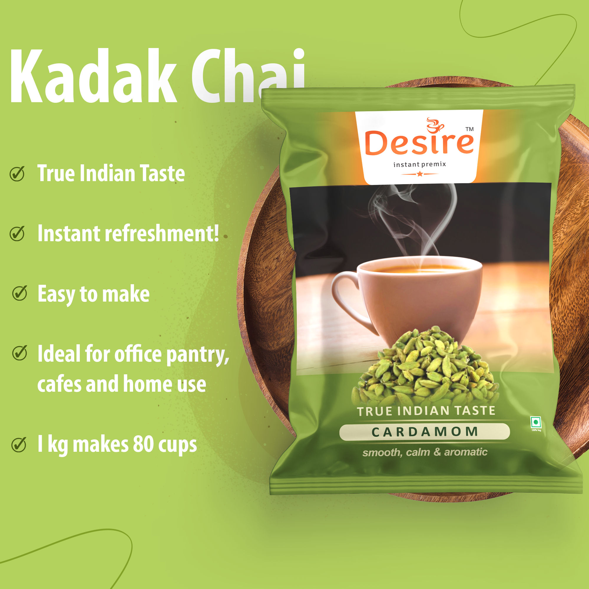 Desire Cardamom Instant Premix Tea, 500 gm