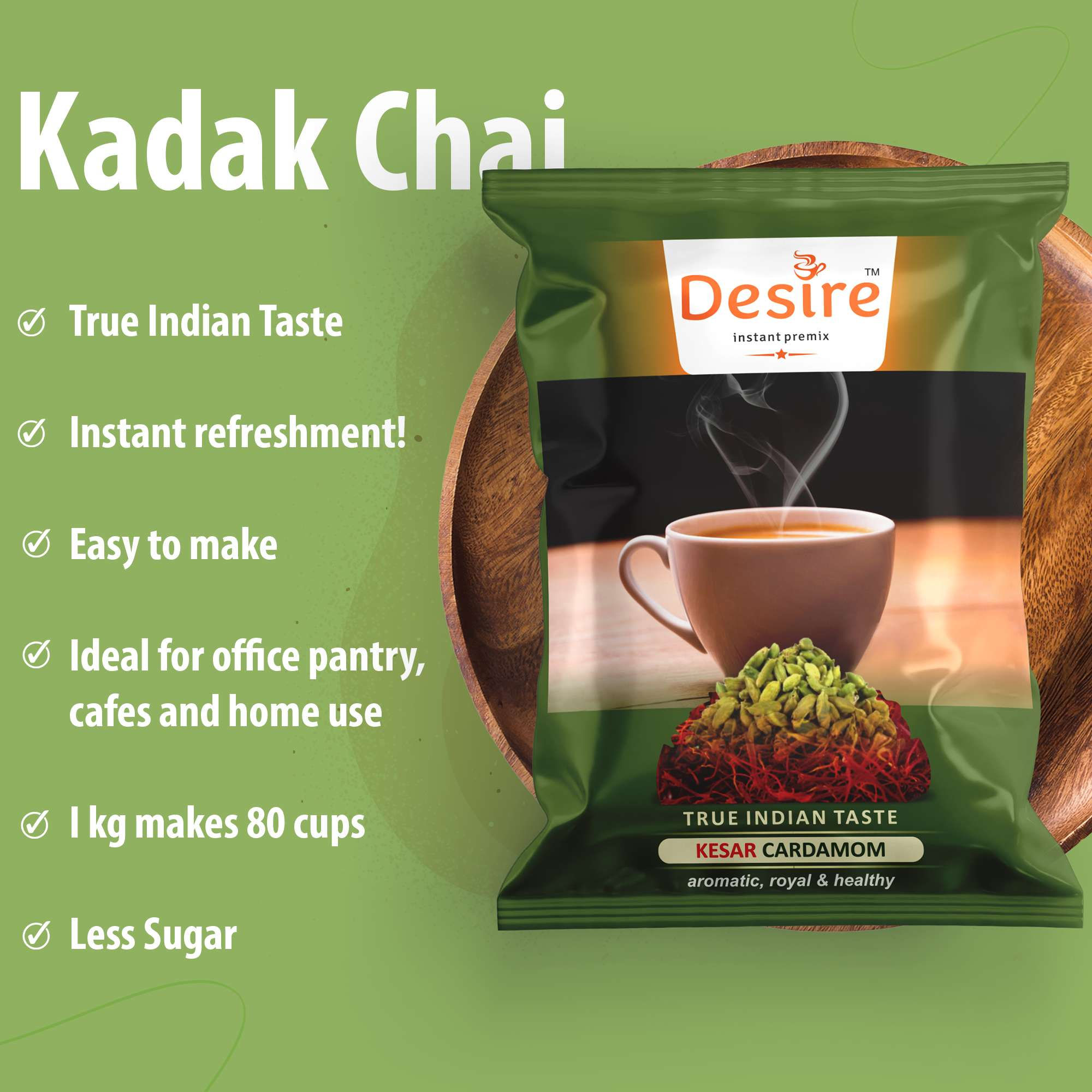 Desire Kesar Cardamom Tea Premix, 500 gm