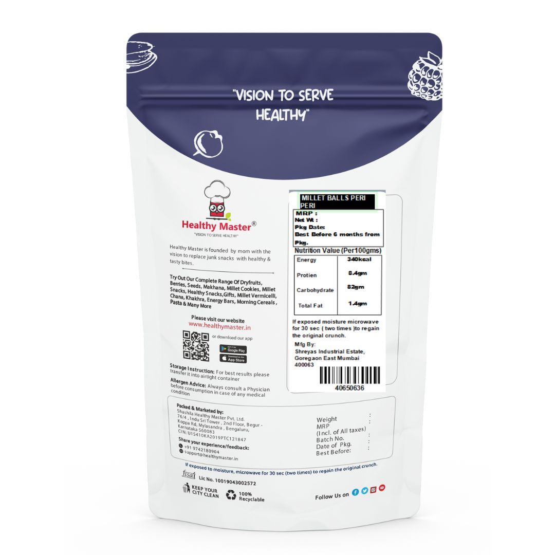 Healthy Master Parent Millet Balls Peri Peri Flavour, 150 gm