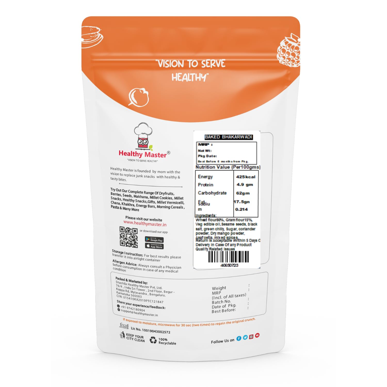 Healthy Master Crispy And Tasty Baked Bhakarwadi, 1 Kg