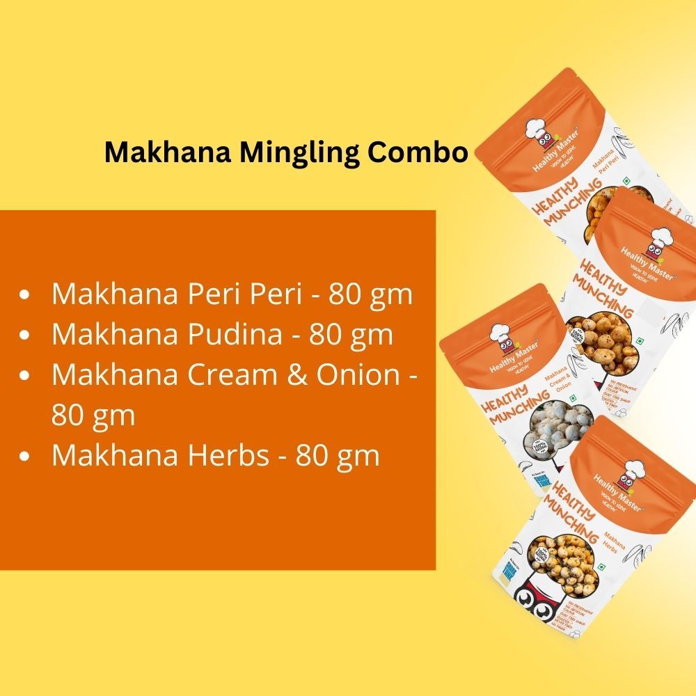 Healthy Master Makhana Combo (Makhana Periperi, Makhana Cream And Onion, Makhana Pudina, Makhana Herbs), 80 gm Each - Pack 4