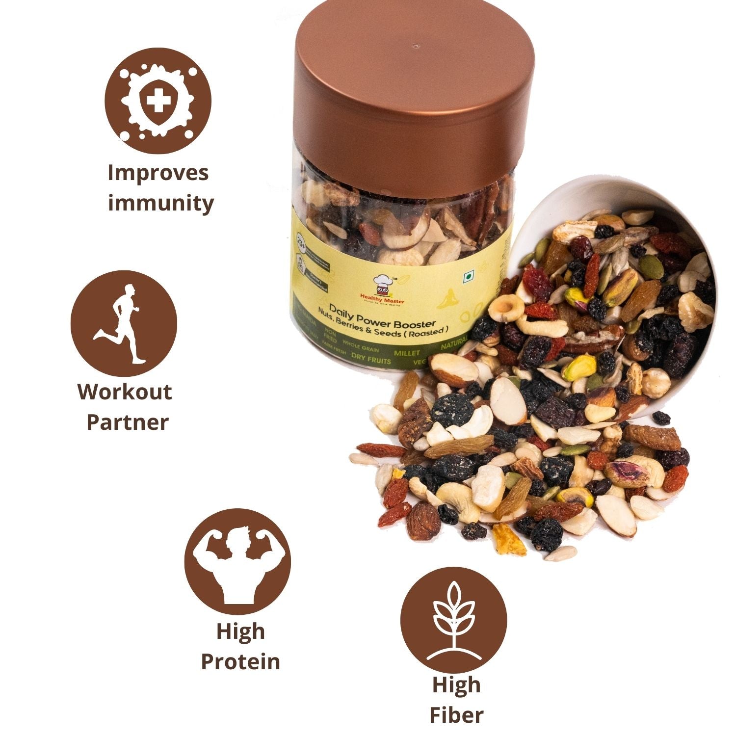 Healthy Master Vision To Serve Healthy Daily Power Booster (Hazel Nuts, Brazil Nuts, Almonds, Walnuts, Blue Berry), 300 gm