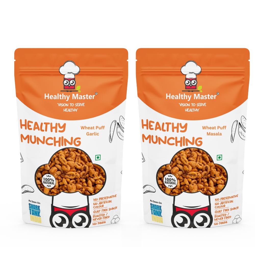 Healthy Master Wheat Lovers (Wheat Puff Masala And Wheat Puff Garlic), 150 gm Each - Pack 2