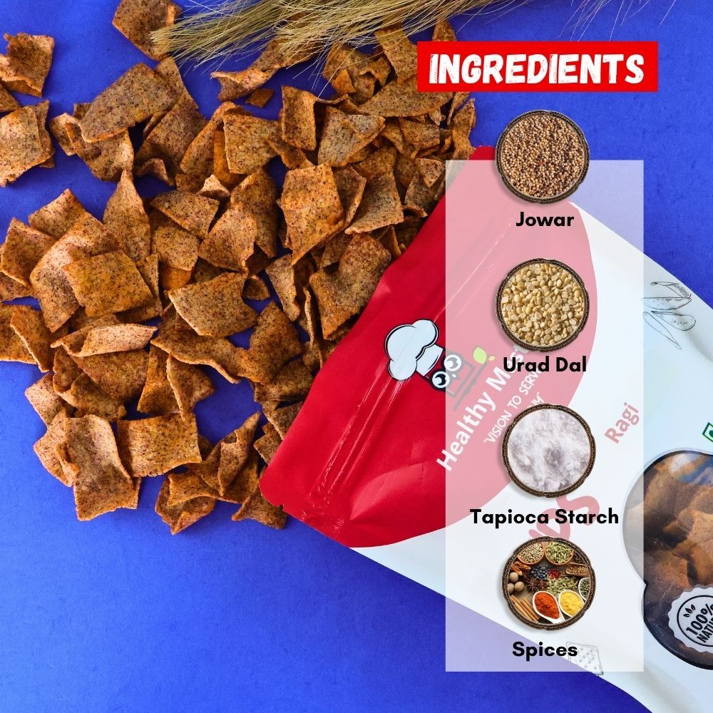 Healthy Master Baked Ragi Chips With All Natural Ingredients High In Fibre, 200 gm Each - Pack of 2