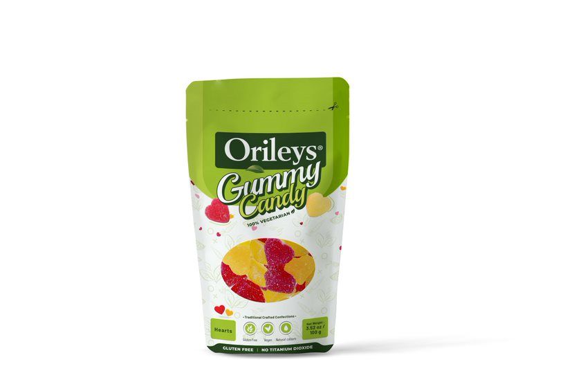 Orileys Vegan Gummy Heart Candy, 100 gm