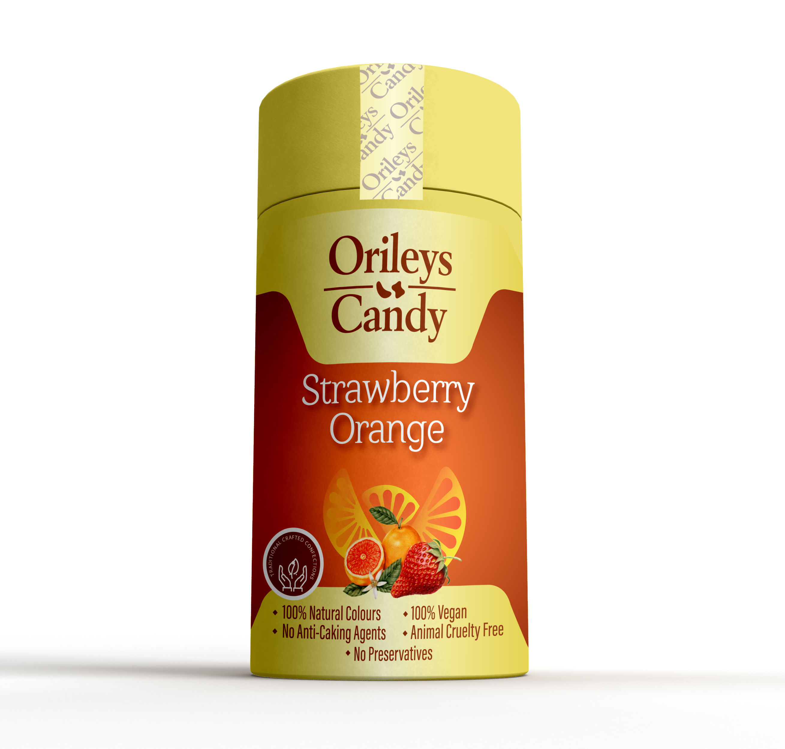 Orileys Candy - Strawberry Orange - Round Tin, 250 gm