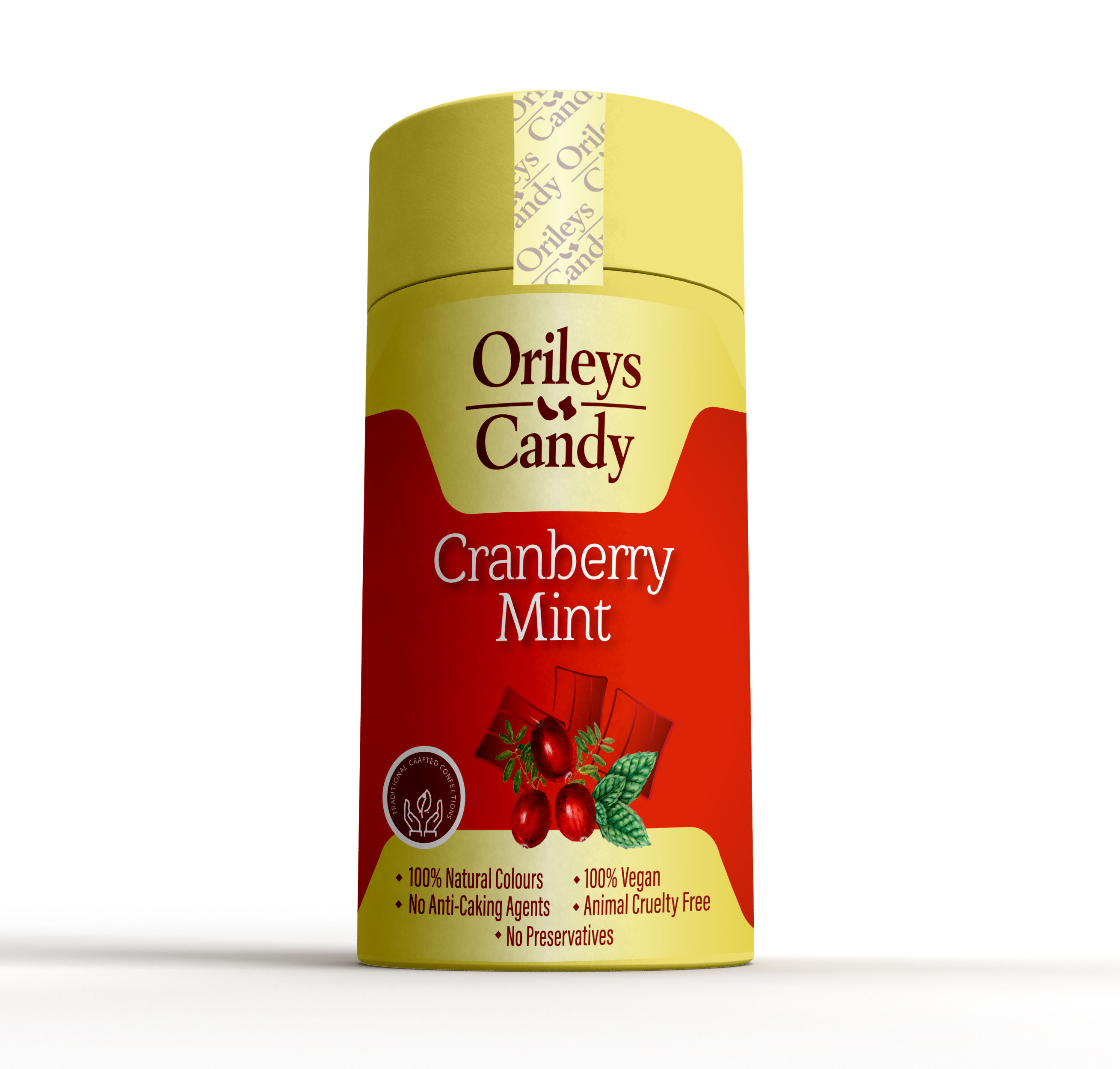 Orileys Candy - Cranberry Mint - Round Tin, 250 gm