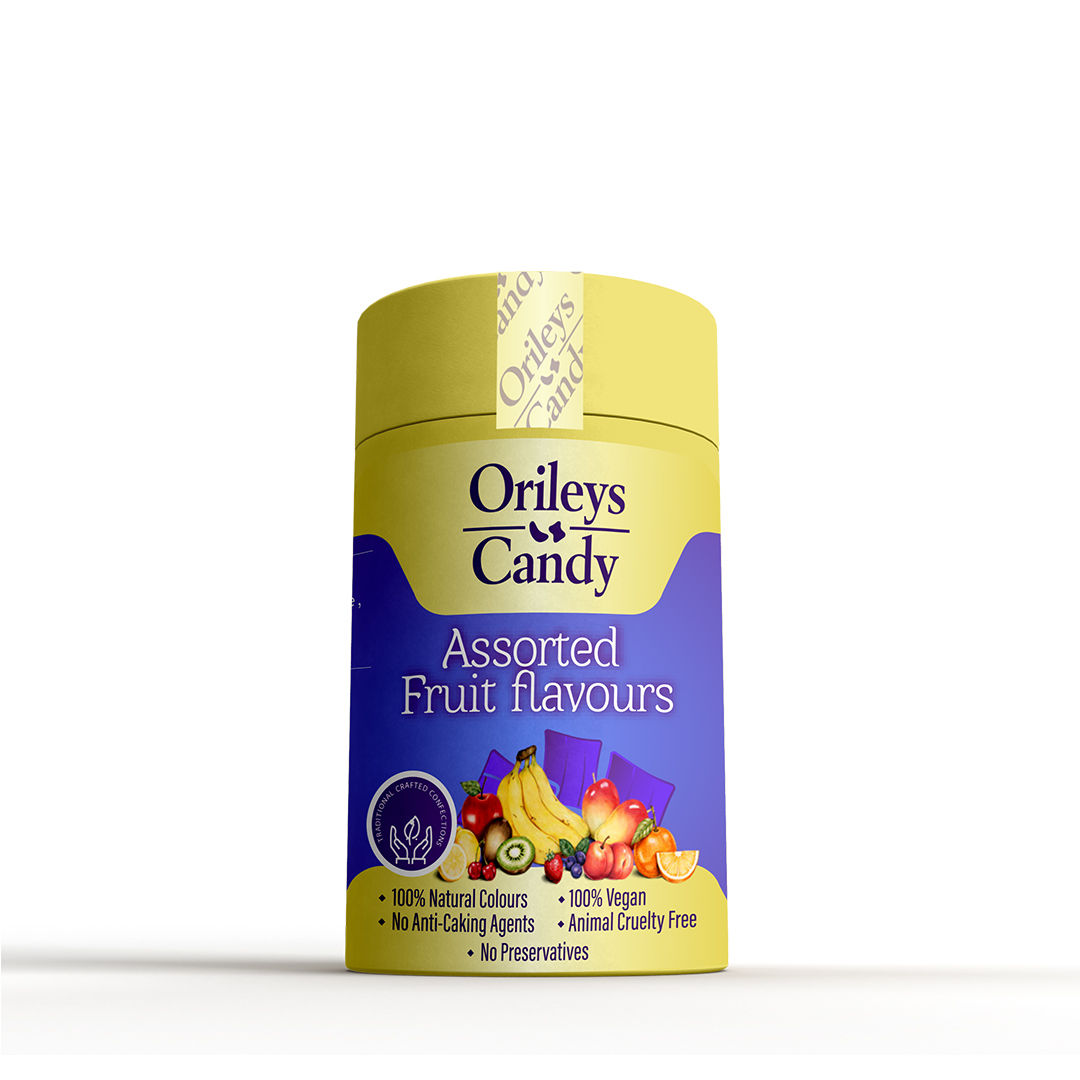 Orileys  Candy - Assorted Fruit - Round Tin, 175 gm