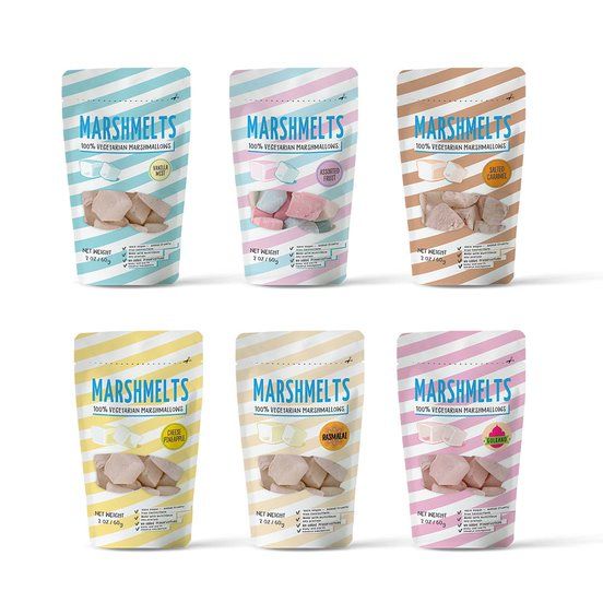 Marshmelts 6 Exciting Flavors - Vanilla Mist, Assorted Fruit, Salted Caramel, Cheese Pineapple, Gulkand, Rasmalai, 60 gm - Pack of 6