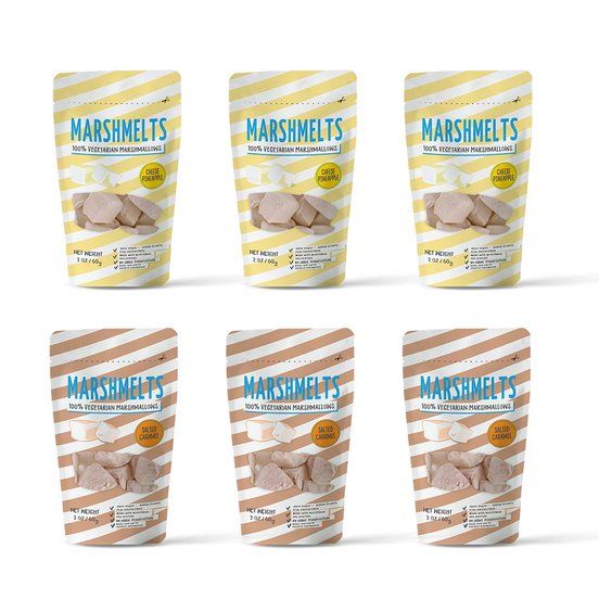Marshmelts 2 Exciting Flavors - Salted Caramel, Cheese Pineapple, 60 gm - Pack of 6