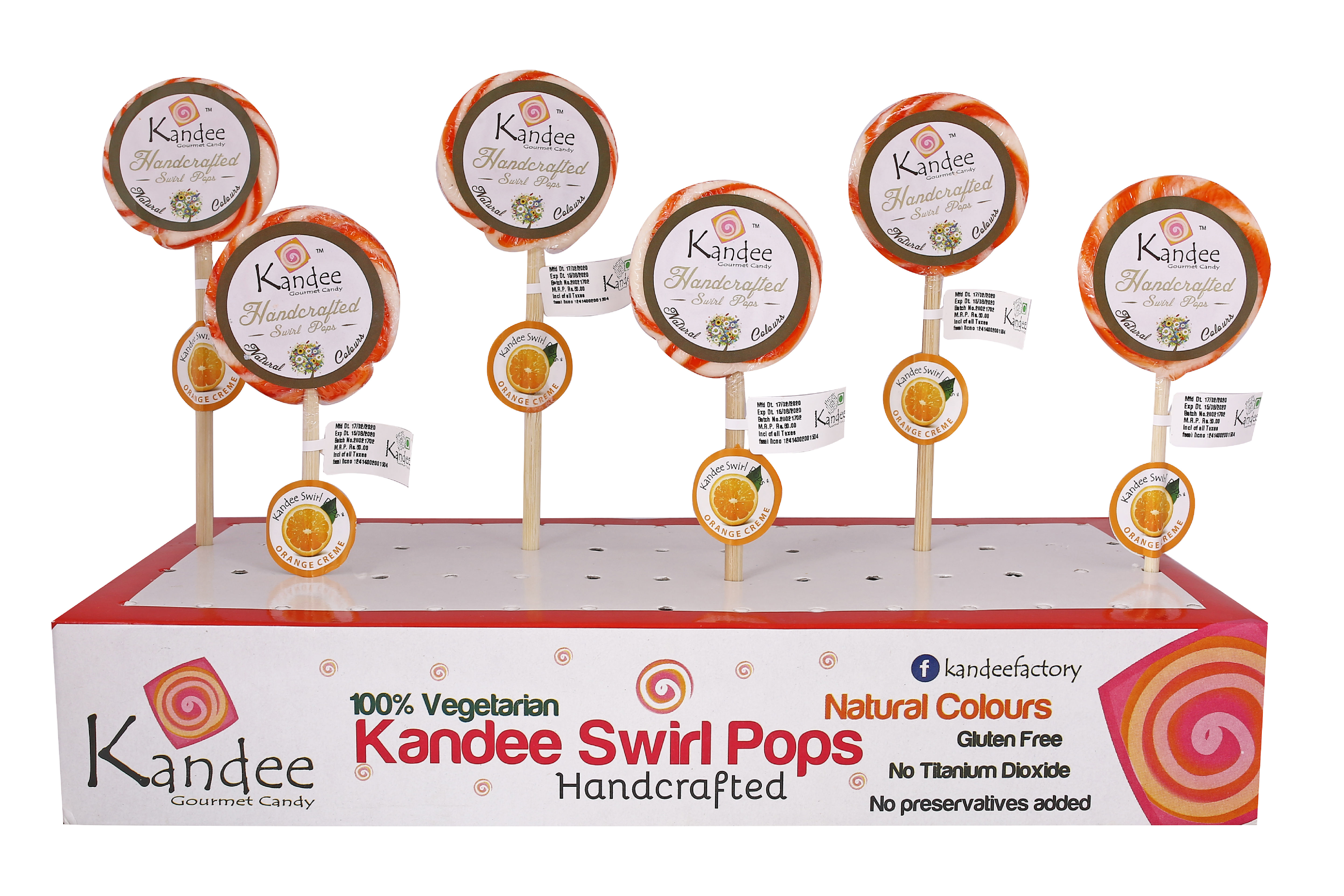 Kandee Swirl Pop - Orange Creme - 2.25" Round - Pack of 6