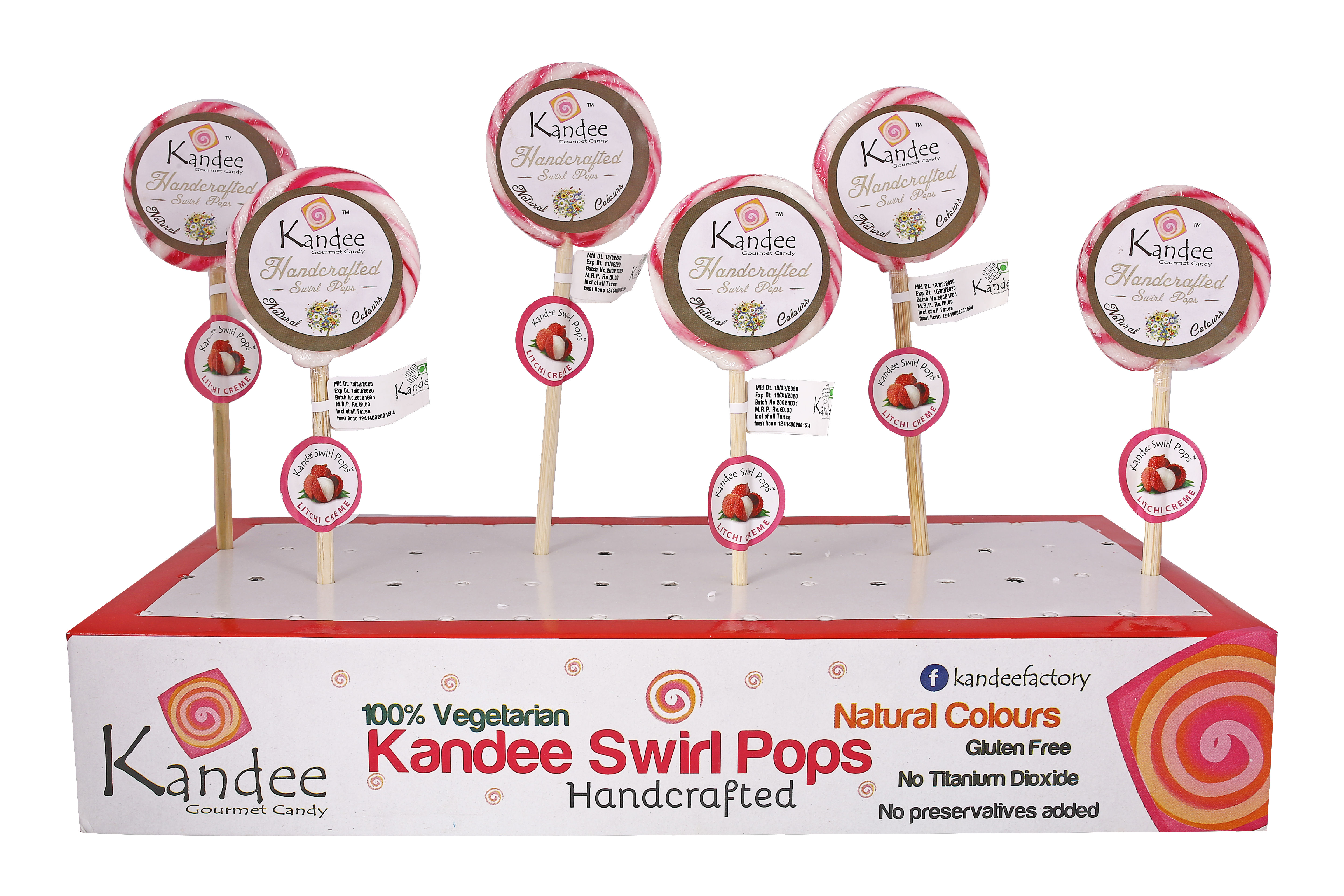 Kandee Swirl Pop - Litchi Creme - 2.25" Round - Pack of 6