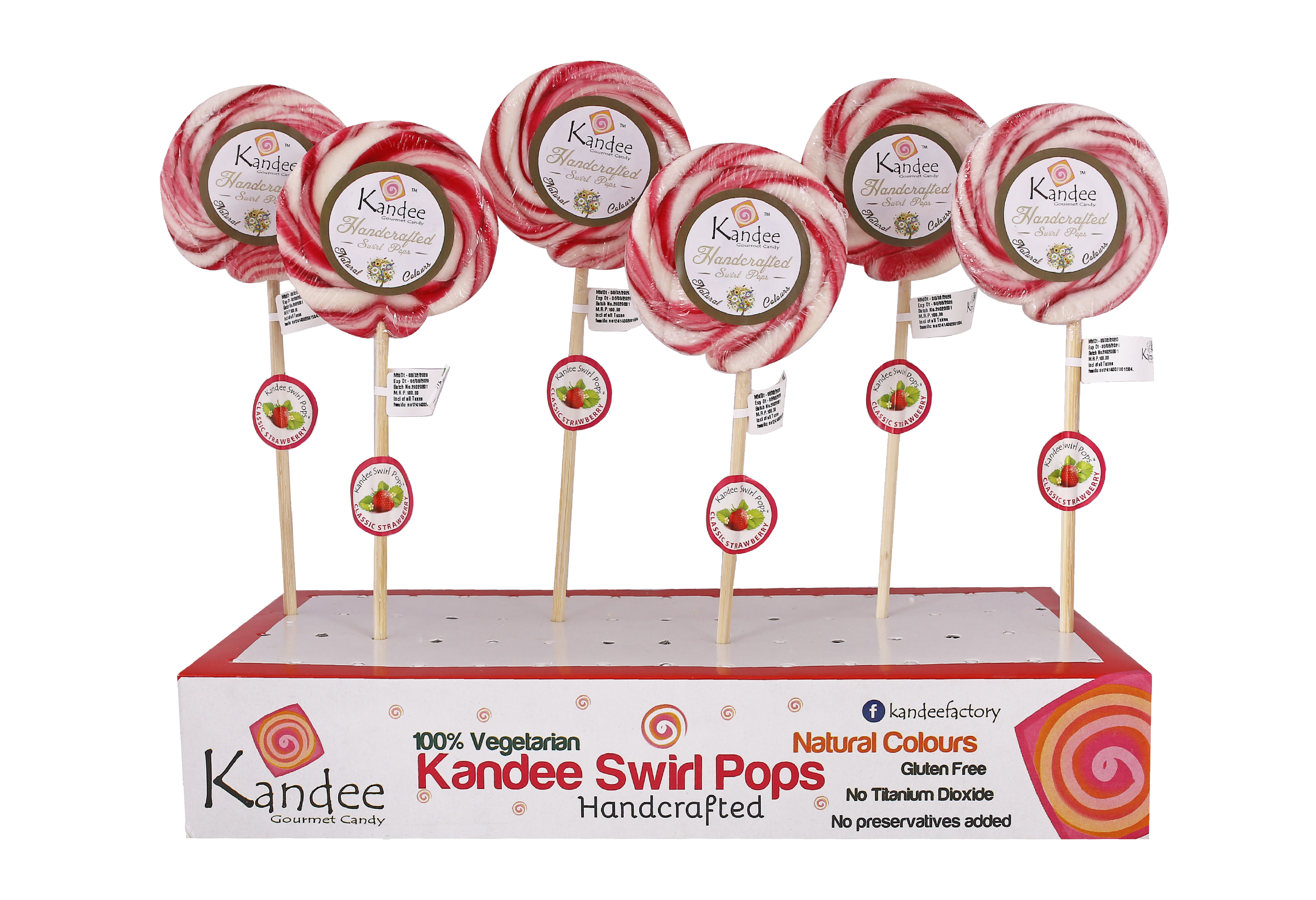 Kandee Swirl Pop - Classic Strawberry - 3" Round - Pack of 6