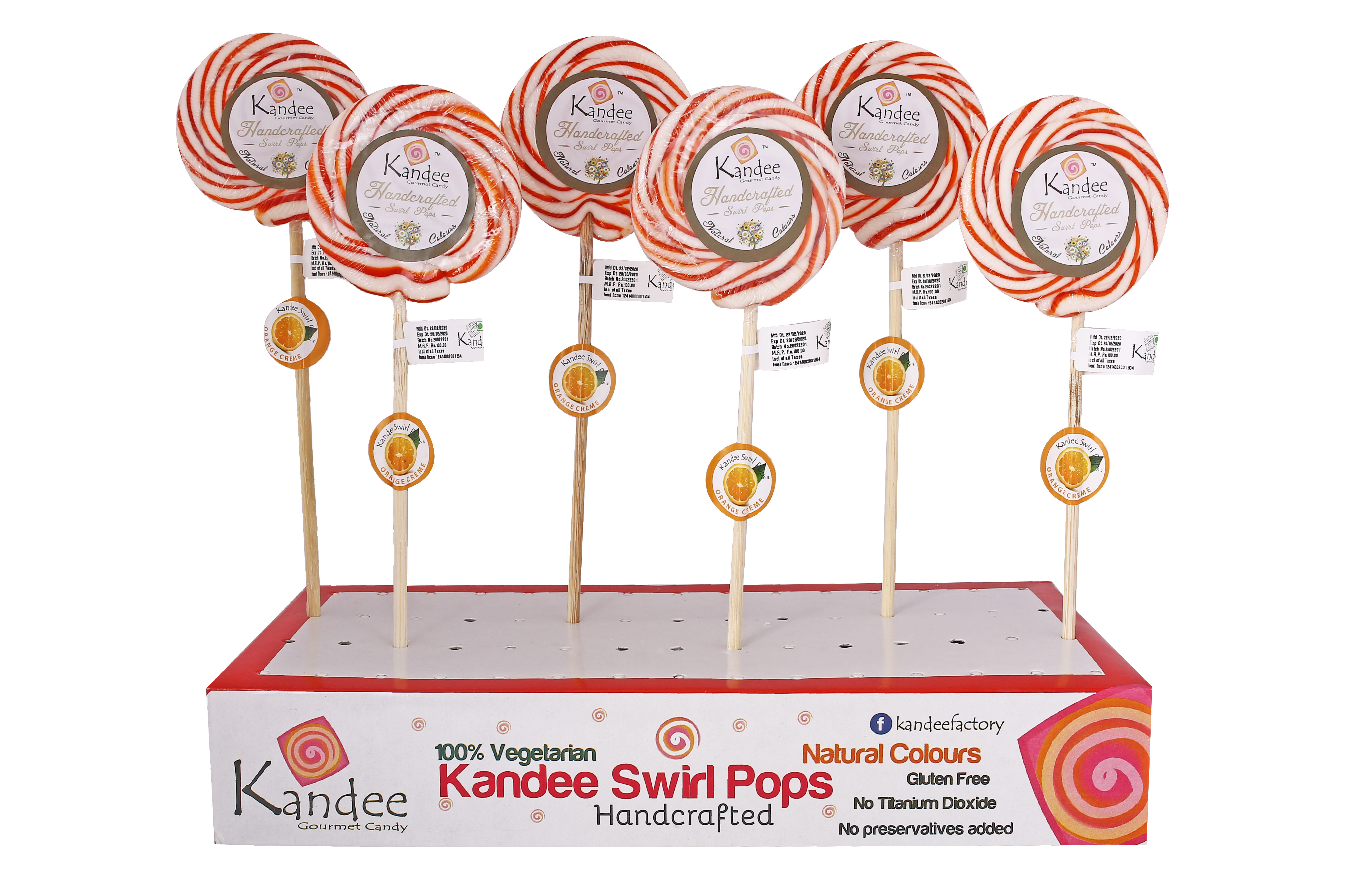 Kandee Swirl Pop - Orange Creme - 3" Round - Pack of 6