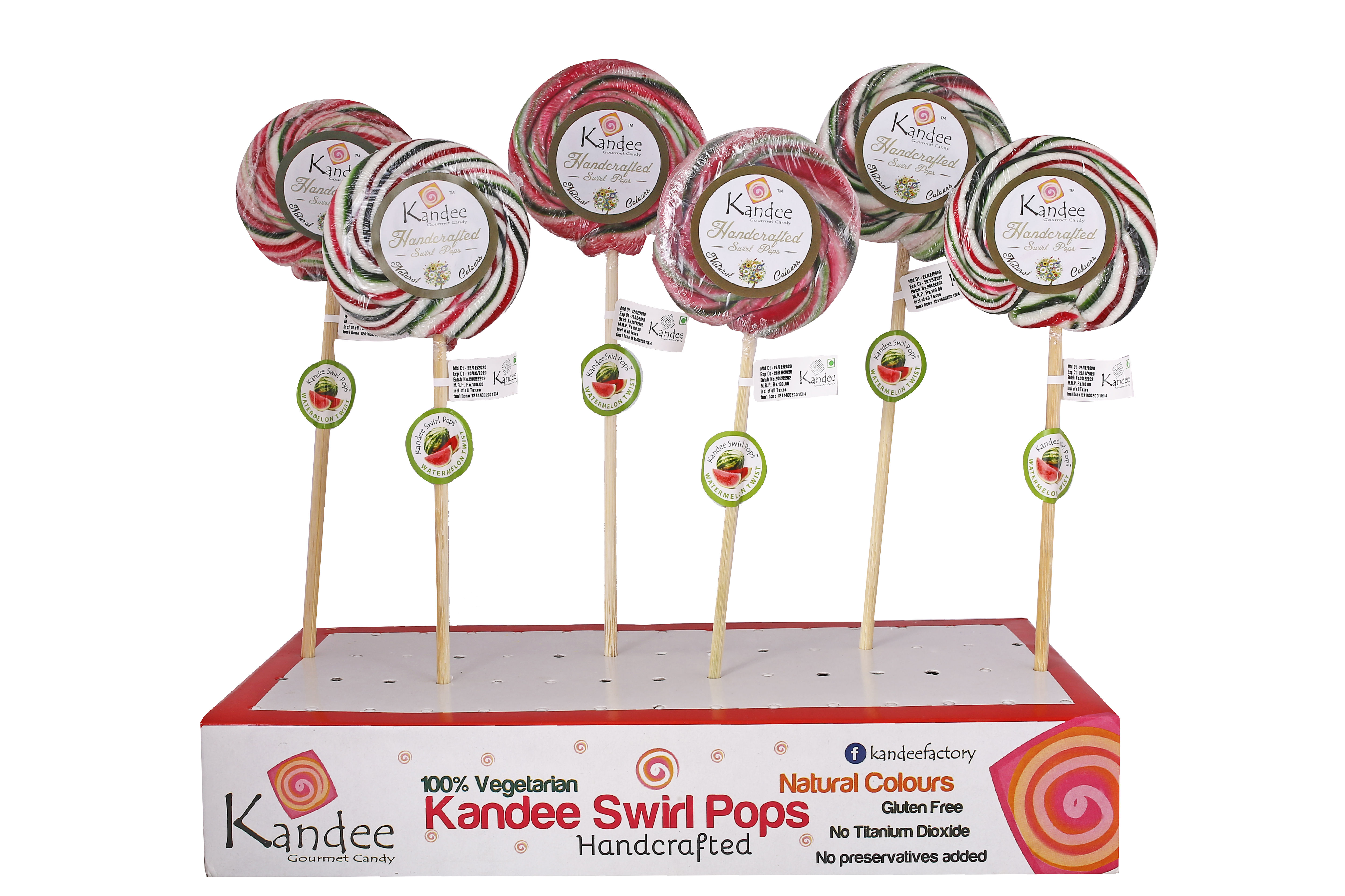 Kandee Swirl Pop - Watermelon Twist  - 3" Round - Pack of 6