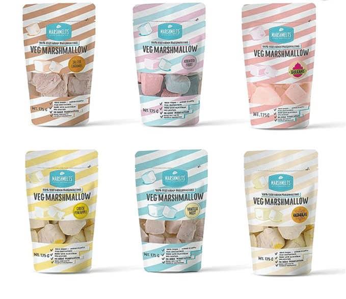Marshmelts 6 Exciting Flavors - Vanilla Mist, Assorted Fruit, Salted Caramel, Cheese Pineapple, Gulkand, Rasmalai, 175 gm - Pack of 6