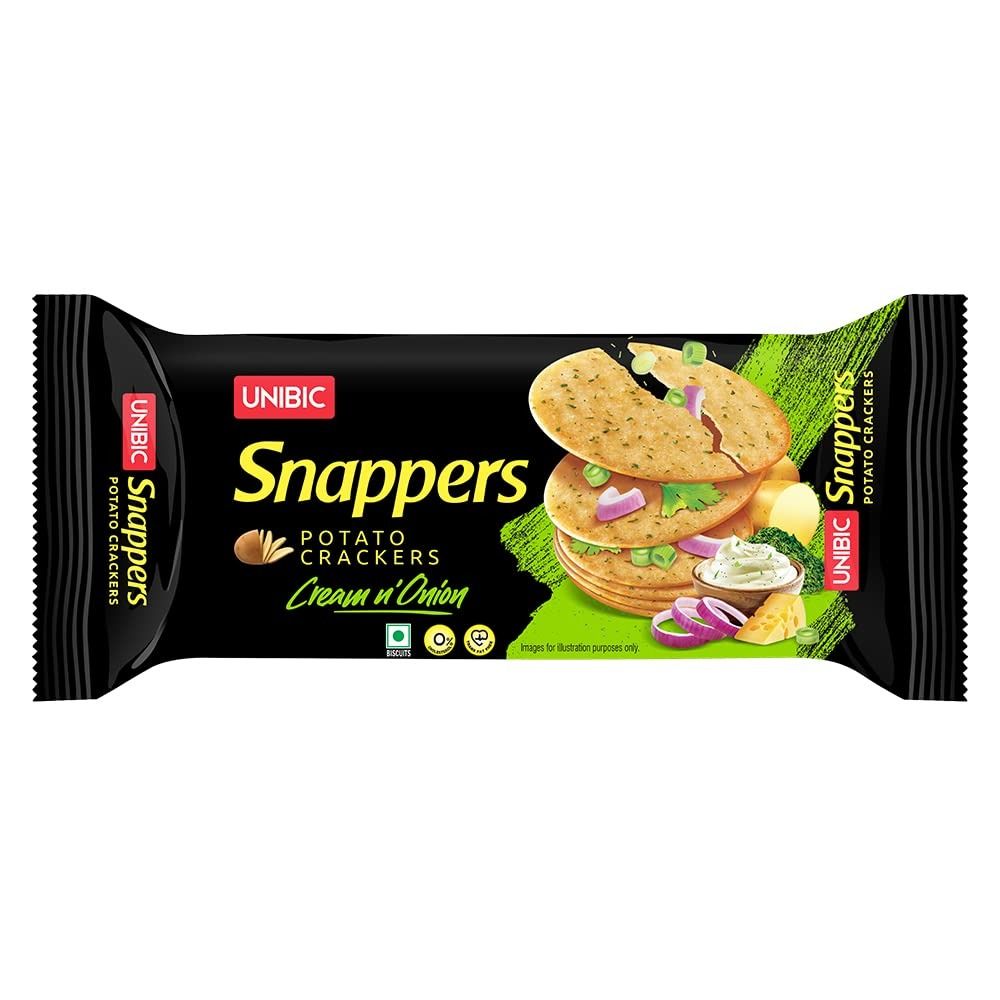 Unibic Snappers - Potato Crackers, Cream N Onion, 75 gm Unibic Snappers - Potato Crackers, Cream N Onion, 75 gm