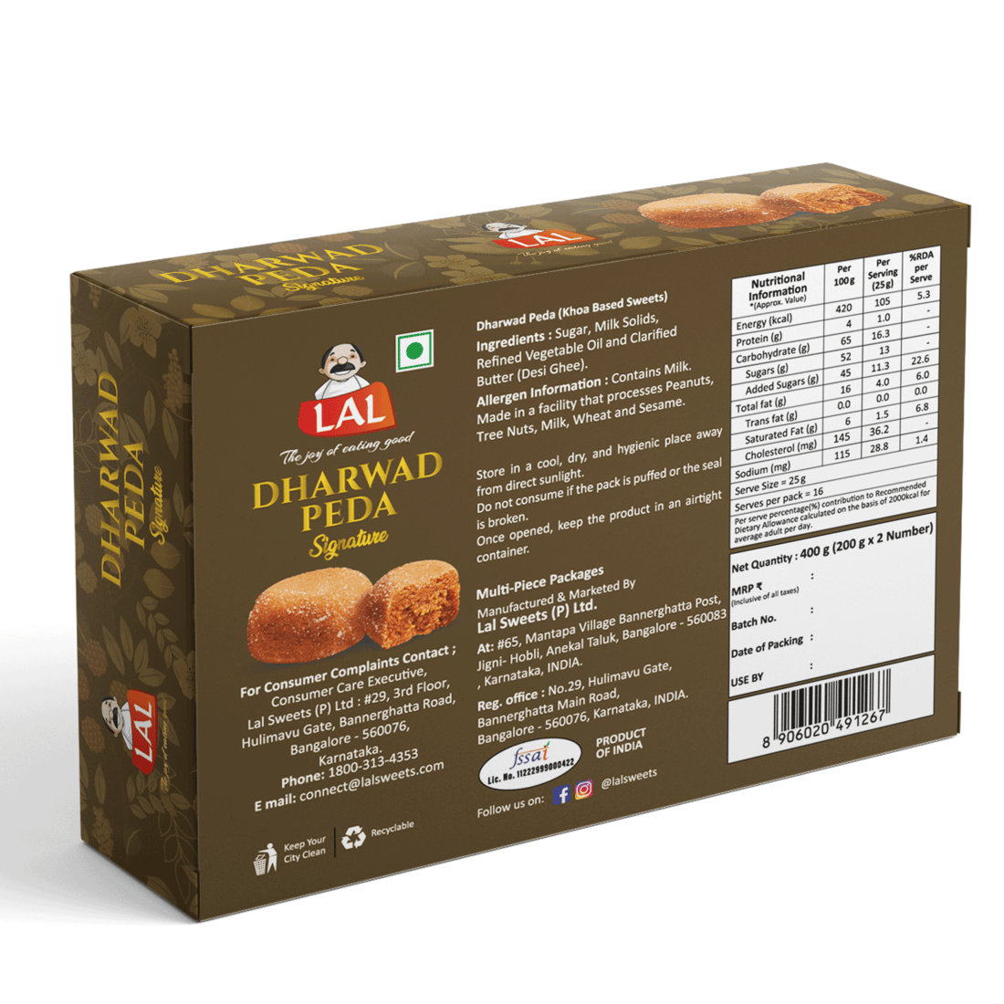 Lal Sweets Dharwad Peda, 400 gm