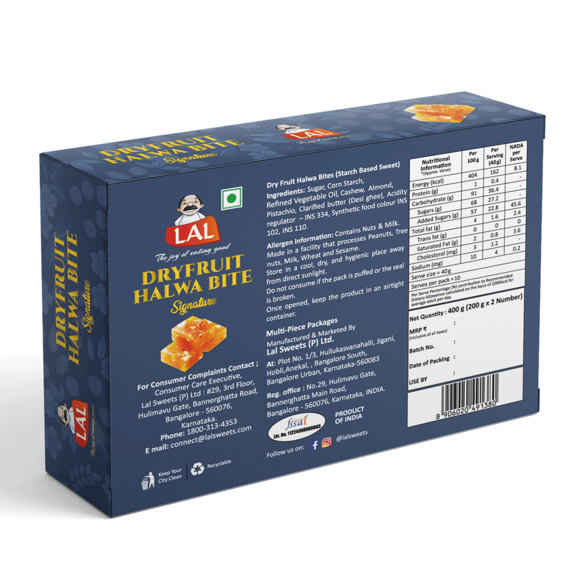Lal Sweets Dry Fruit Halwa Bites, 400 gm