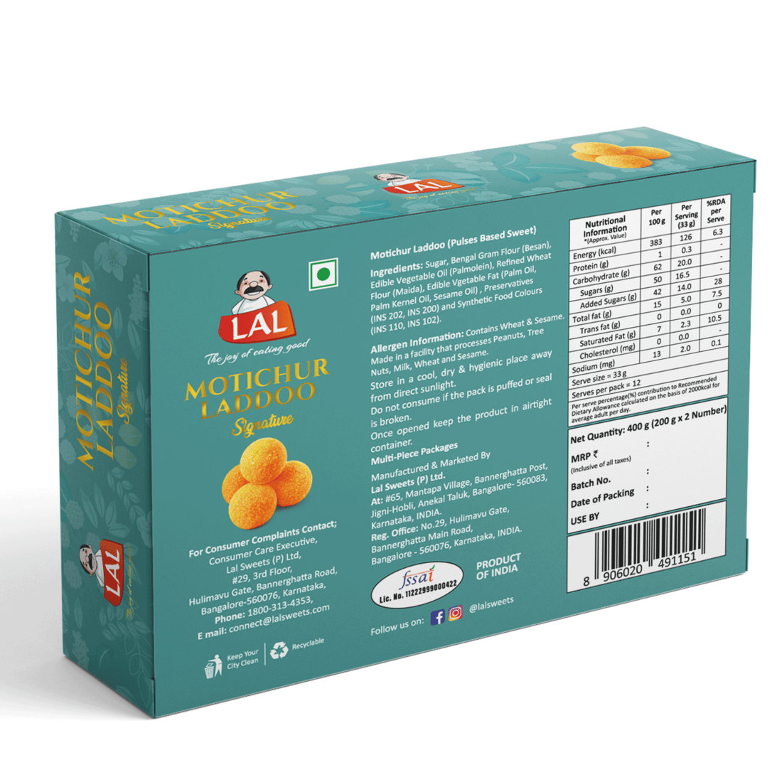 Lal Sweets Motichur Laddoo, 400 gm