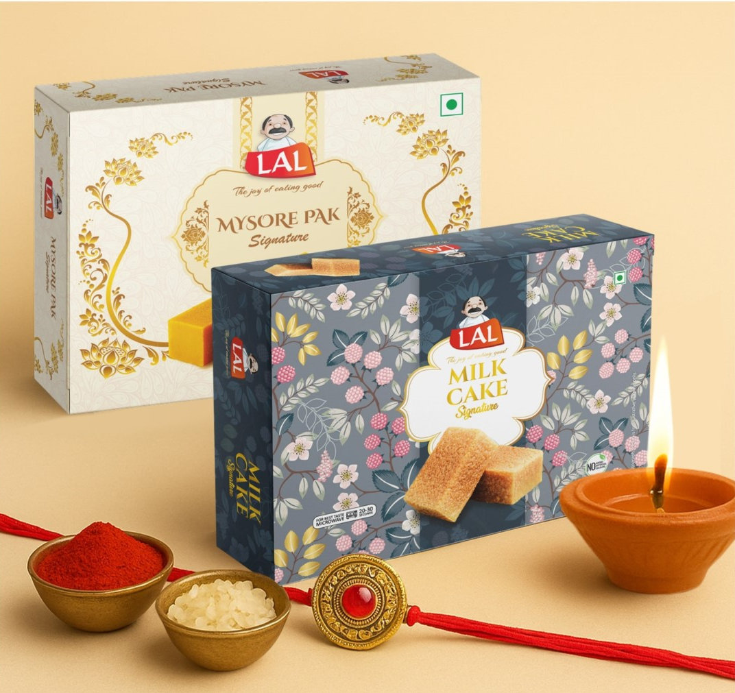 Lal Sweets  Mysore Pak Signature & Milk Cake, 400 gm Each - Combo Pack