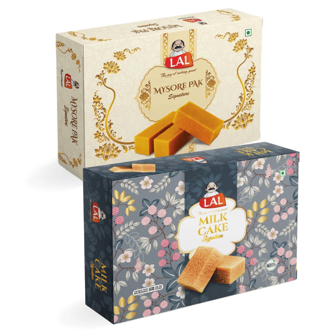 Lal Sweets  Mysore Pak Signature & Milk Cake, 400 gm Each - Combo Pack