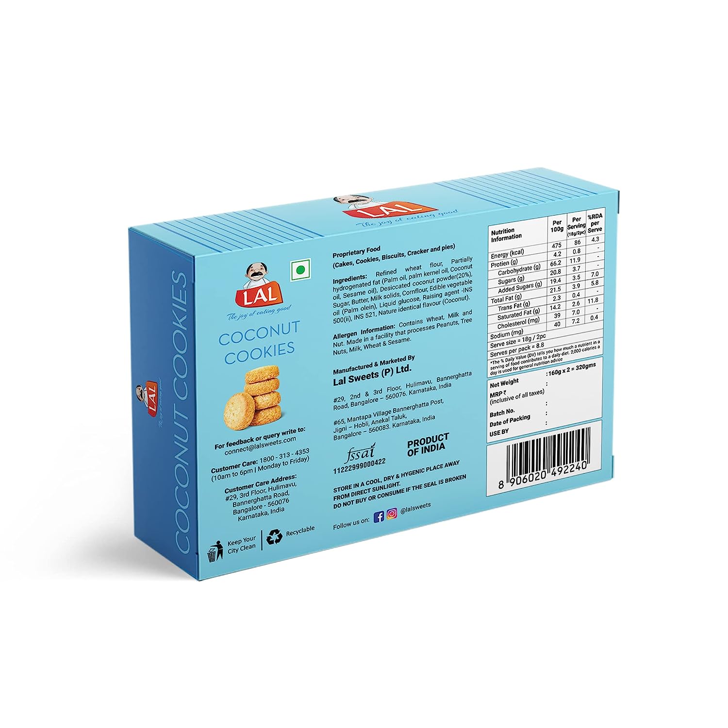 Lal Sweets Coconut Cookies, 400 gm