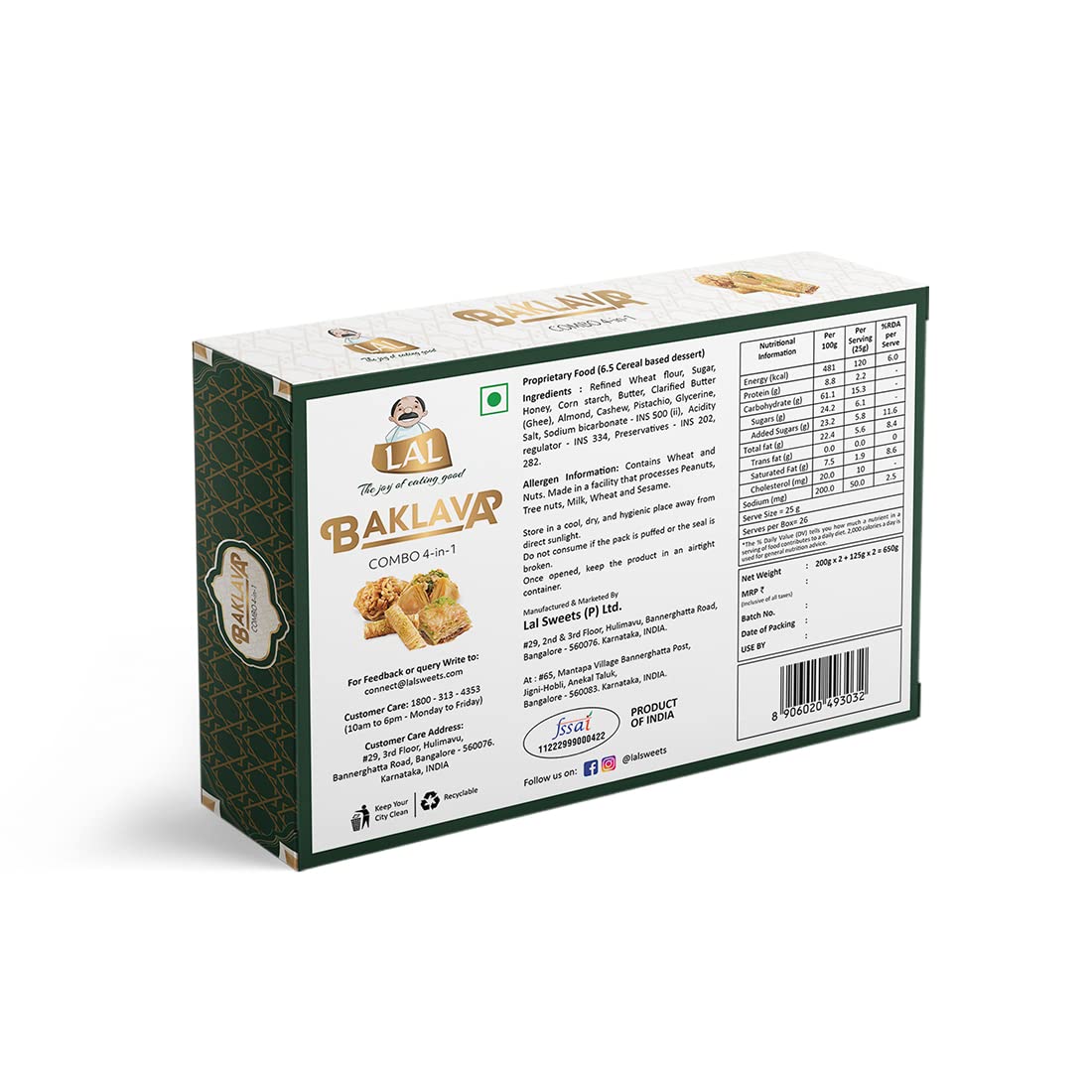 Lal Sweets Baklava 4-in-1, 650 gm
