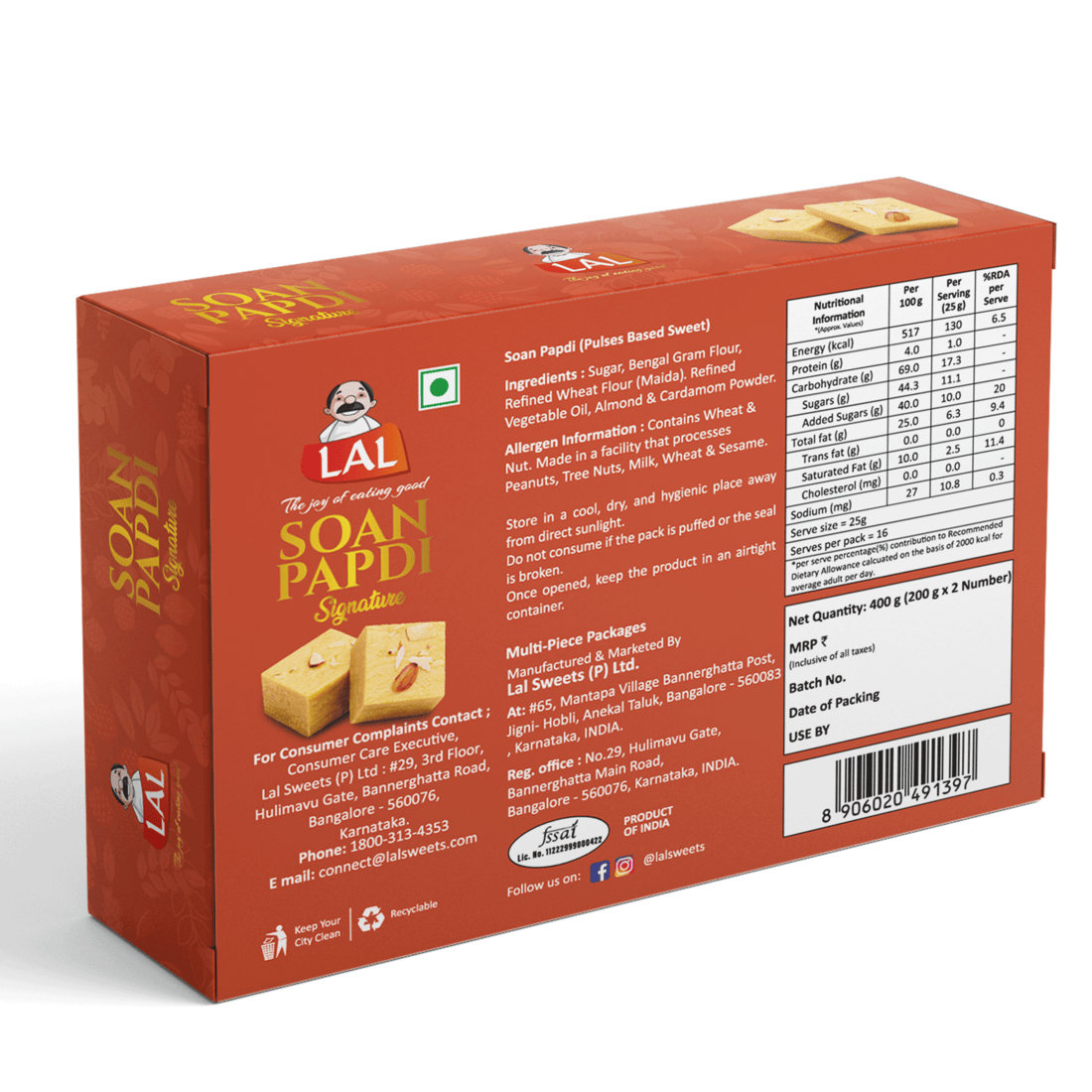 Lal Sweets Soan Papdi Premium, 400 gm