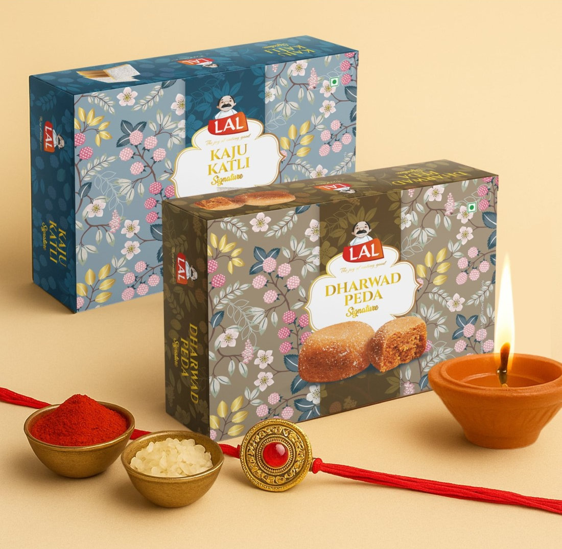 Lal Sweets Festival Special Kaju katli & Dharwad Peda, 400 gm Each - Combo Pack