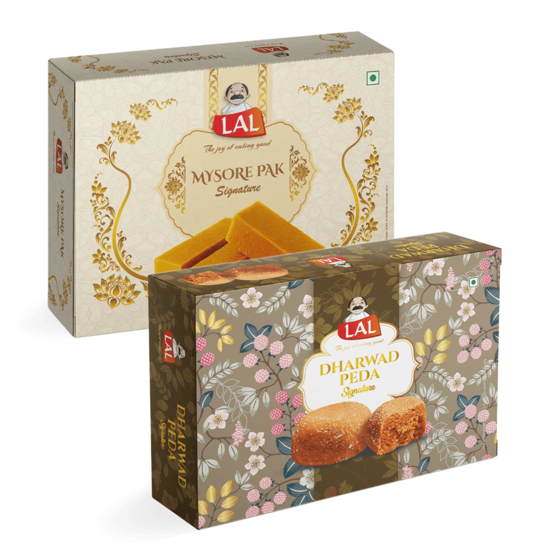 Lal Sweets  Mysore Pak Signature & Dharwad Peda, 400 gm Each - Combo Pack