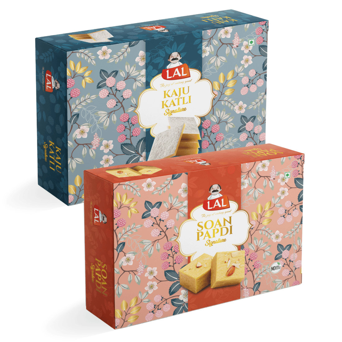 Lal Sweets  Kaju Katli & Soan Papdi Premium, 400 gm Each - Combo Pack