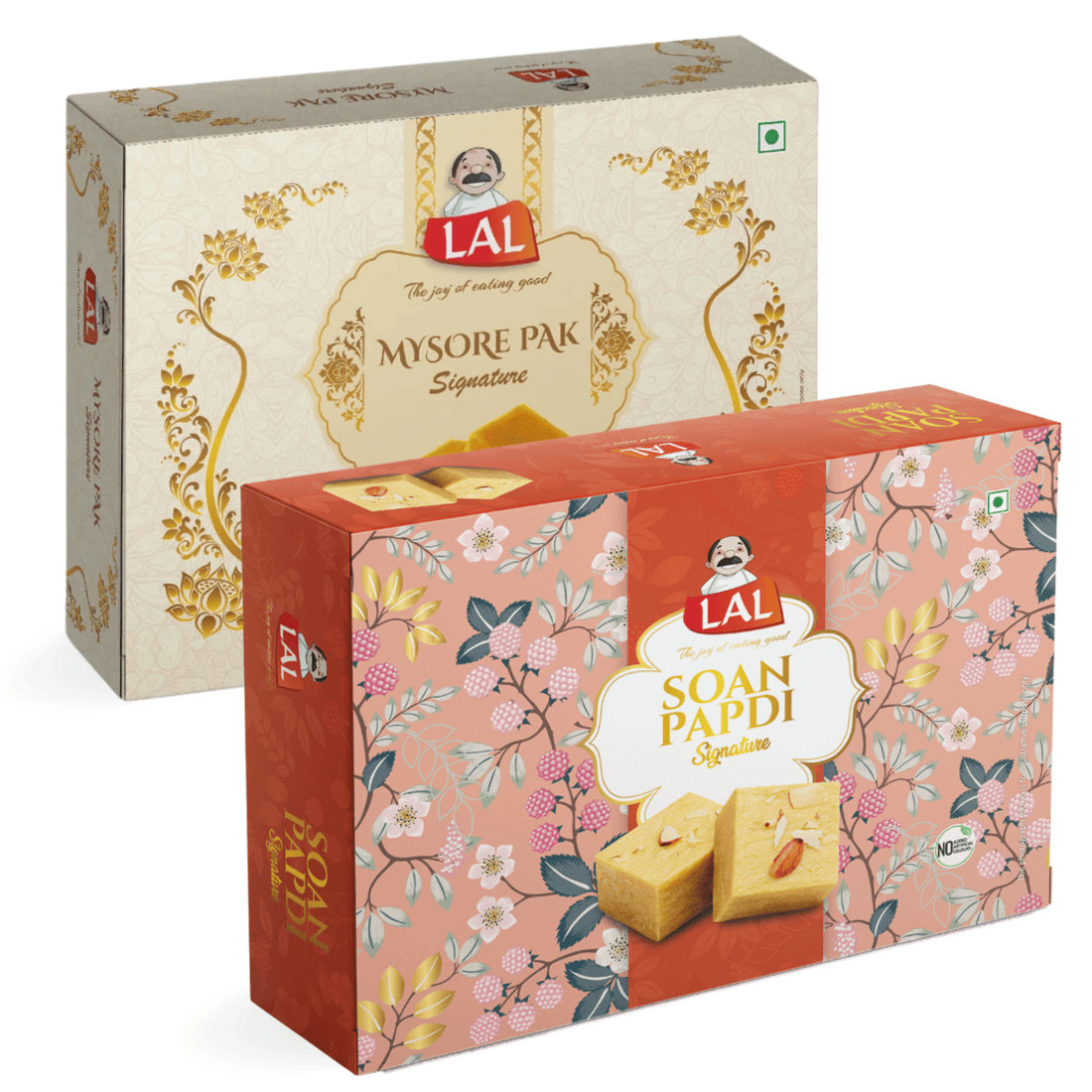 Lal Sweets Mysore Pak Signature & Soan Papdi Premium, 400 gm Each - Combo Pack