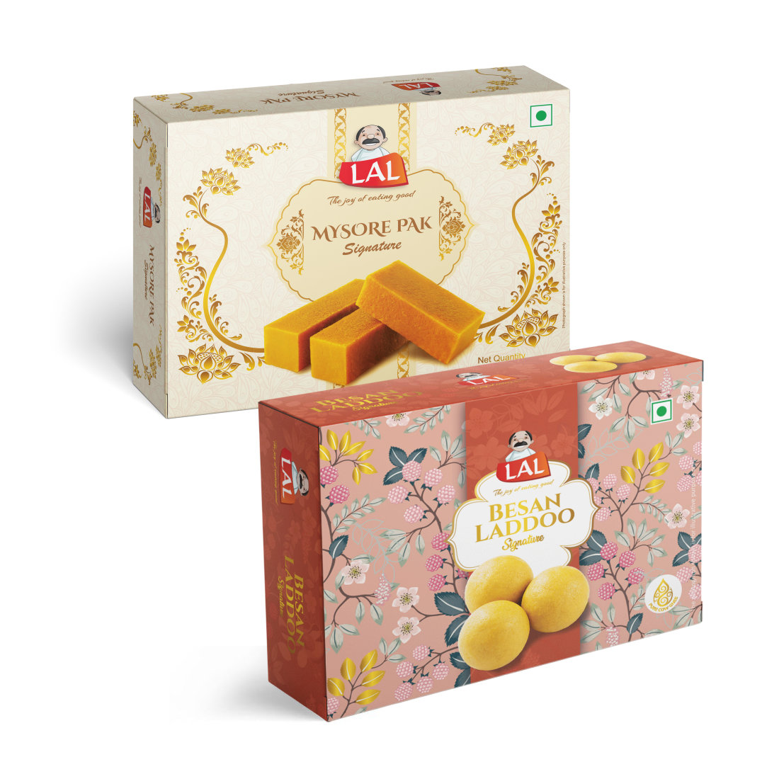 Lal Sweets Mysore Pak Signature & Besan Laddoo Premium, 400 gm Each - Combo Pack