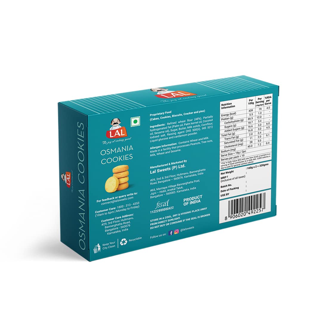 Lal Sweets Osmania Cookies, 400 gm