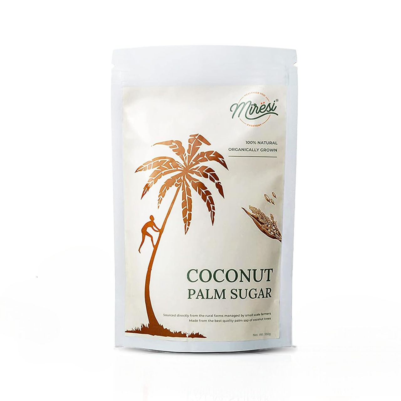 Miresi Natural & Organic Coconut Palm Sugar - 100% Pure, Unrefined, Traditional Sweetener, Sugar Alternative, No Preservatives, 350 gm