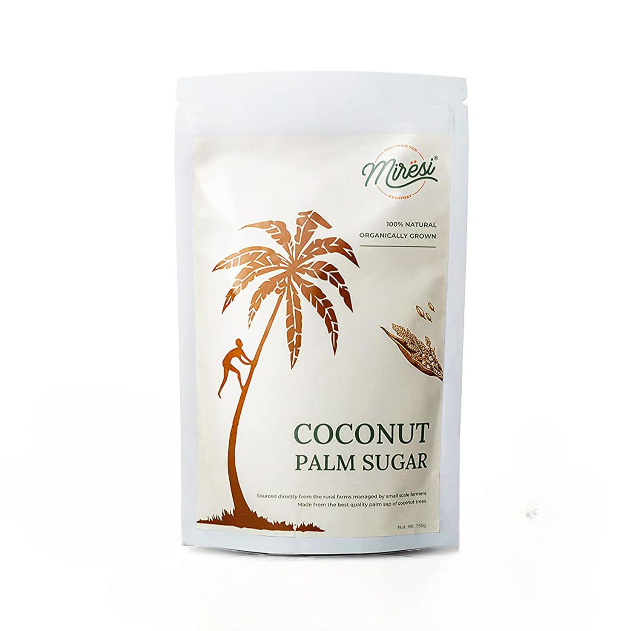 Miresi Natural & Organic Coconut Palm Sugar - 100% Pure, Unrefined, Traditional Sweetener, Sugar Alternative, No Preservatives, 750 gm
