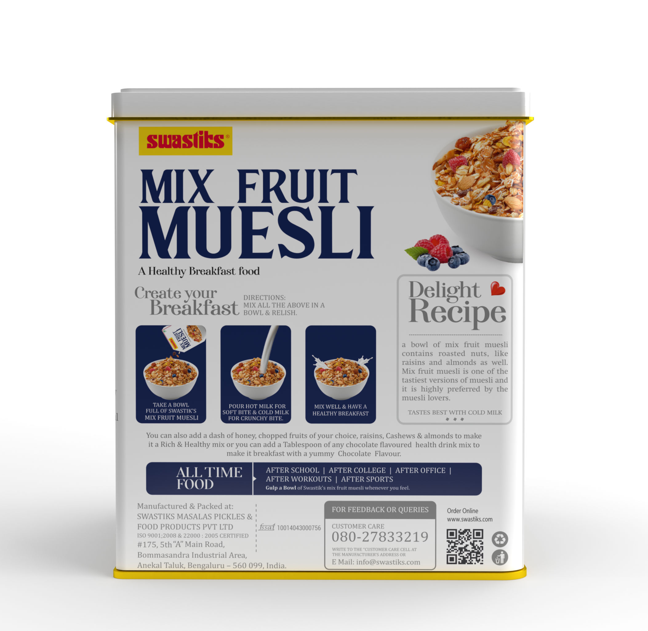 Swastiks Mix Fruit Muesli, 400g, A Healthy Breakfast Food | premium muesli