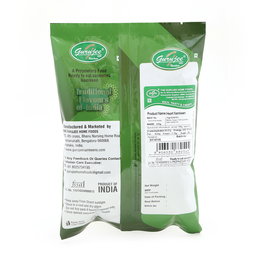 Gurujee Namkeen Heart Namkeen, 150 gm