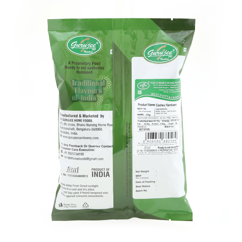 Gurujee Namkeen Cashew Namkeen, 150 gm