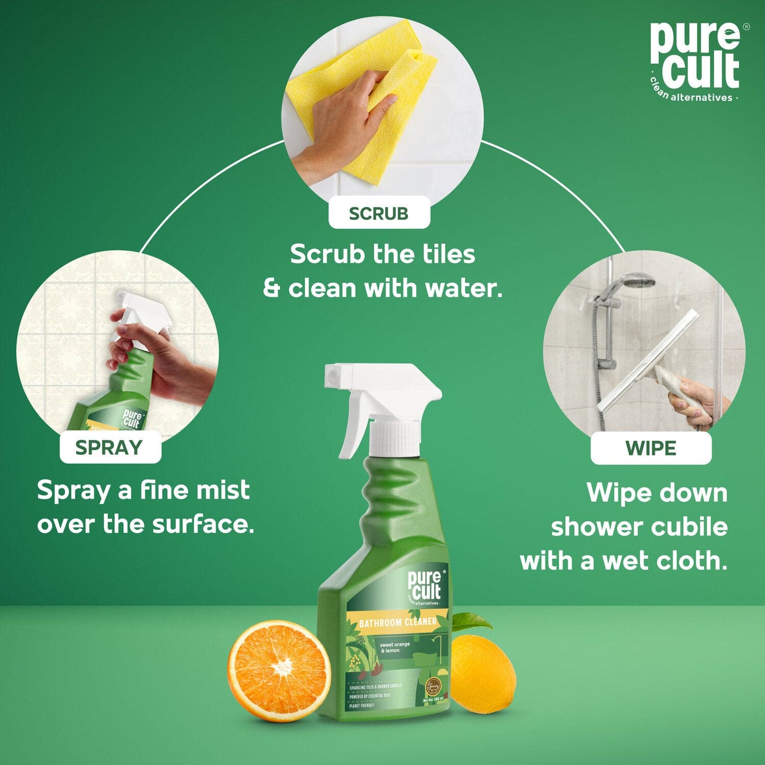 PureCult Bathroom Cleaner Spray, 500 ml