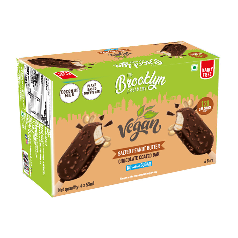 The Brooklyn Creamery Plant-Based Chocolate & Salted Peanut Butter Ice Cream Bar Multipack, 55 ml Each - Pack of 4